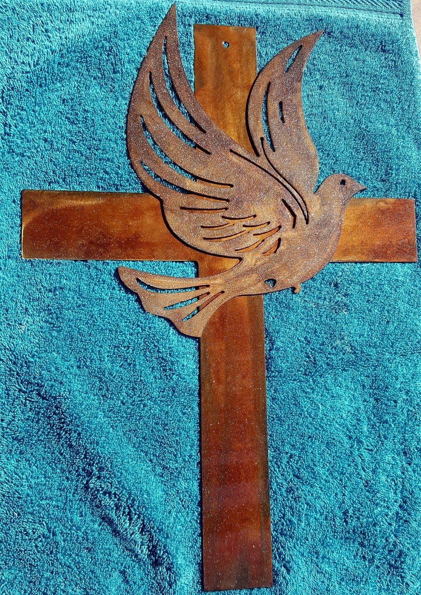 Cross - Patina with Clear, Dove - Patina with Metallic Clear